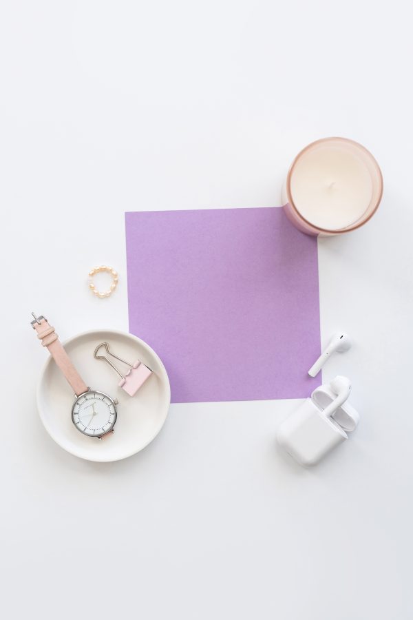 Purple Flatlay and Mockup